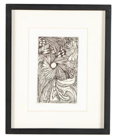 Madge Gill (English, 1882-1961) Ink on Postcard