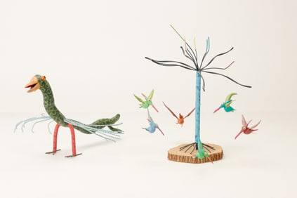 (2) Folk Art Sculptures: Frank Pickle and His Son J.P. (20th c.)