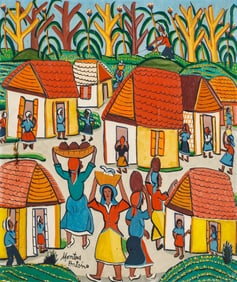 Montas Antoine (Haitian, 1926-1988) Village Scene