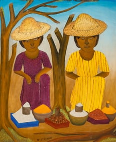 Micius Stephane (1912-1996) "Two Ladies Selling Their Wares"