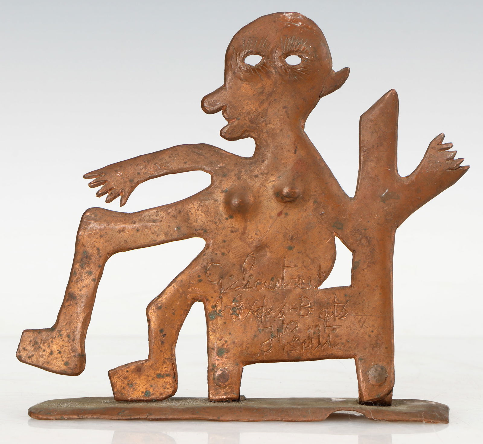 Georges Liautaud (1899-1992) Copper Metalwork Sculpture: Seated Figure (1 of 3)