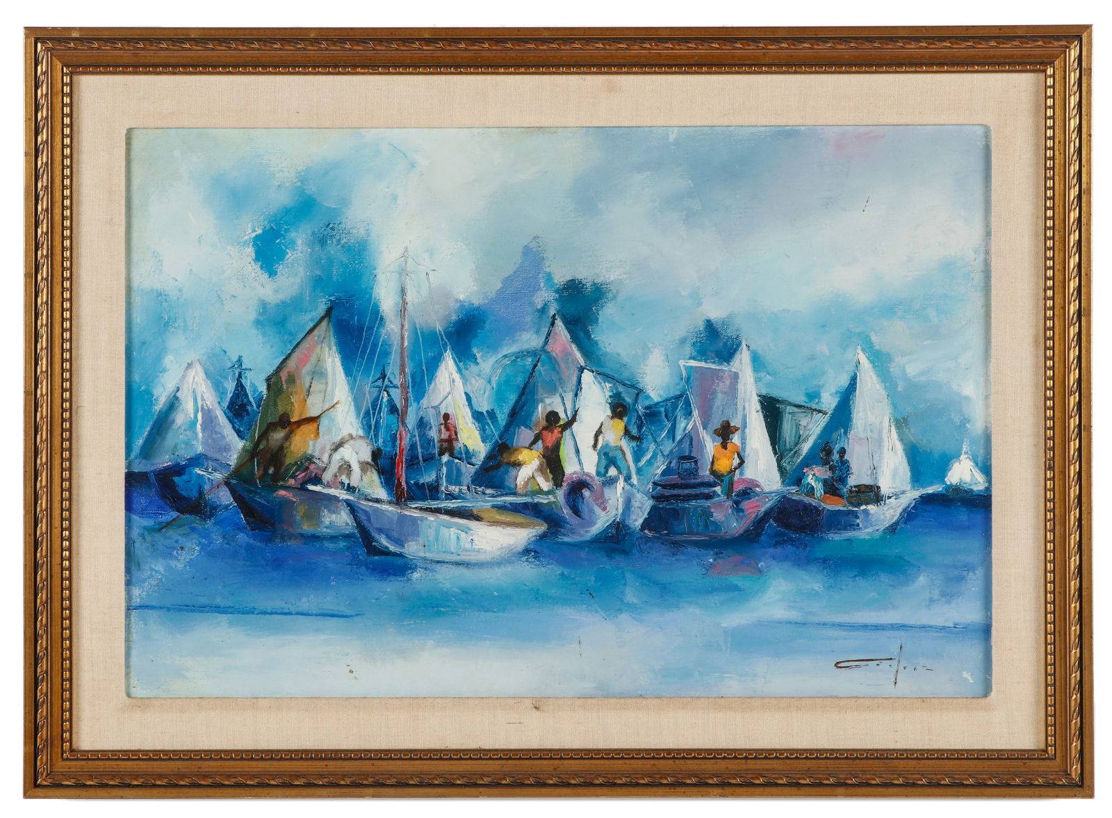 Dieudonne Cedor (Haitian, 1925-2010) "Boats" (1 of 3)