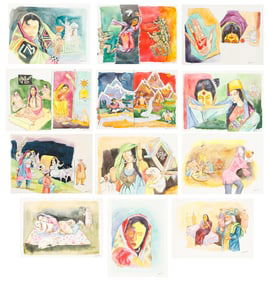 M.F Husain (1915-2011) 12 Paintings inspired by Raj Kapoor's "Henna"