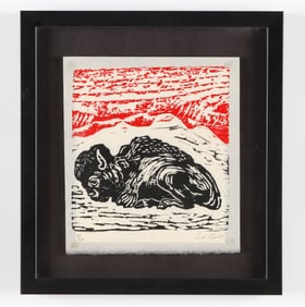 Susan Coe (English, b. 1951) "Last Buffalo"