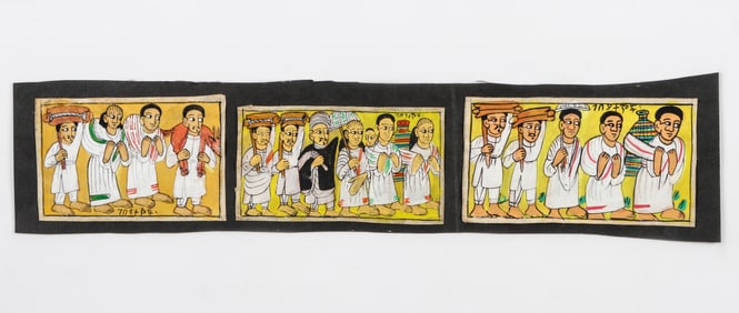 (3) Ethiopian (20th c.) Paintings on Vellum
