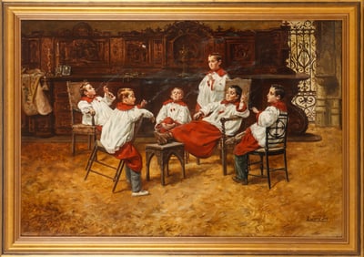Eduardo Sanchez Sola (1869-1949) "Altar Boys Smoking", 1901