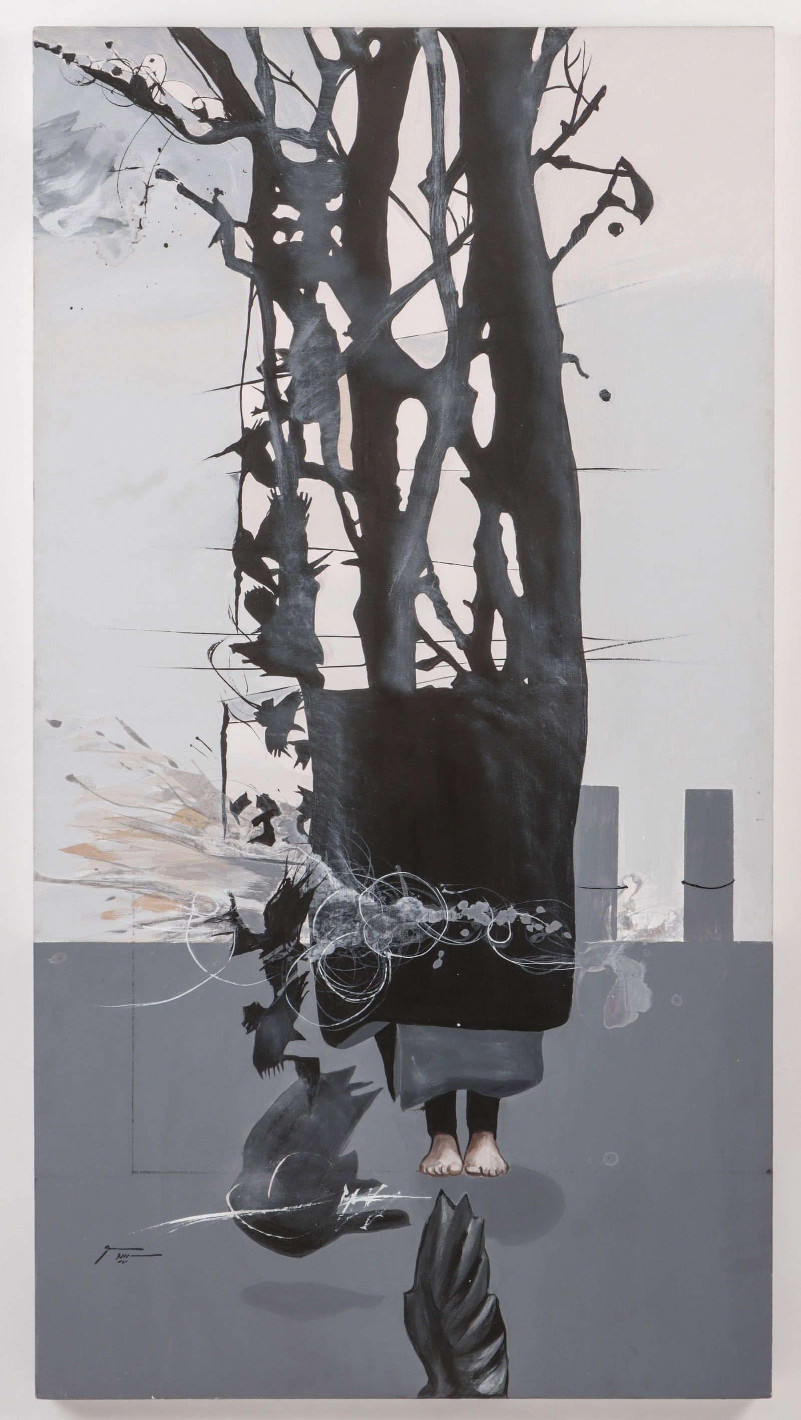 Sepideh Sahar (Iranian, 21st c.) "Loneliness", 2008: Sepideh Sahar (Iranian, 21st c.) "Loneliness", 2008, acrylic painting on canvas, signed and dated. Unframed. Size: 59.25'' x 39.5'', 150 x 100 cm (stretcher). Provenance: The Encyclopaedia Iranica Fou