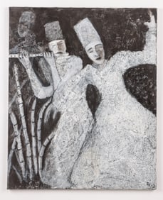 Reza Jadda (Iranian, 20th/21st c.) "Whirling Dervishes"