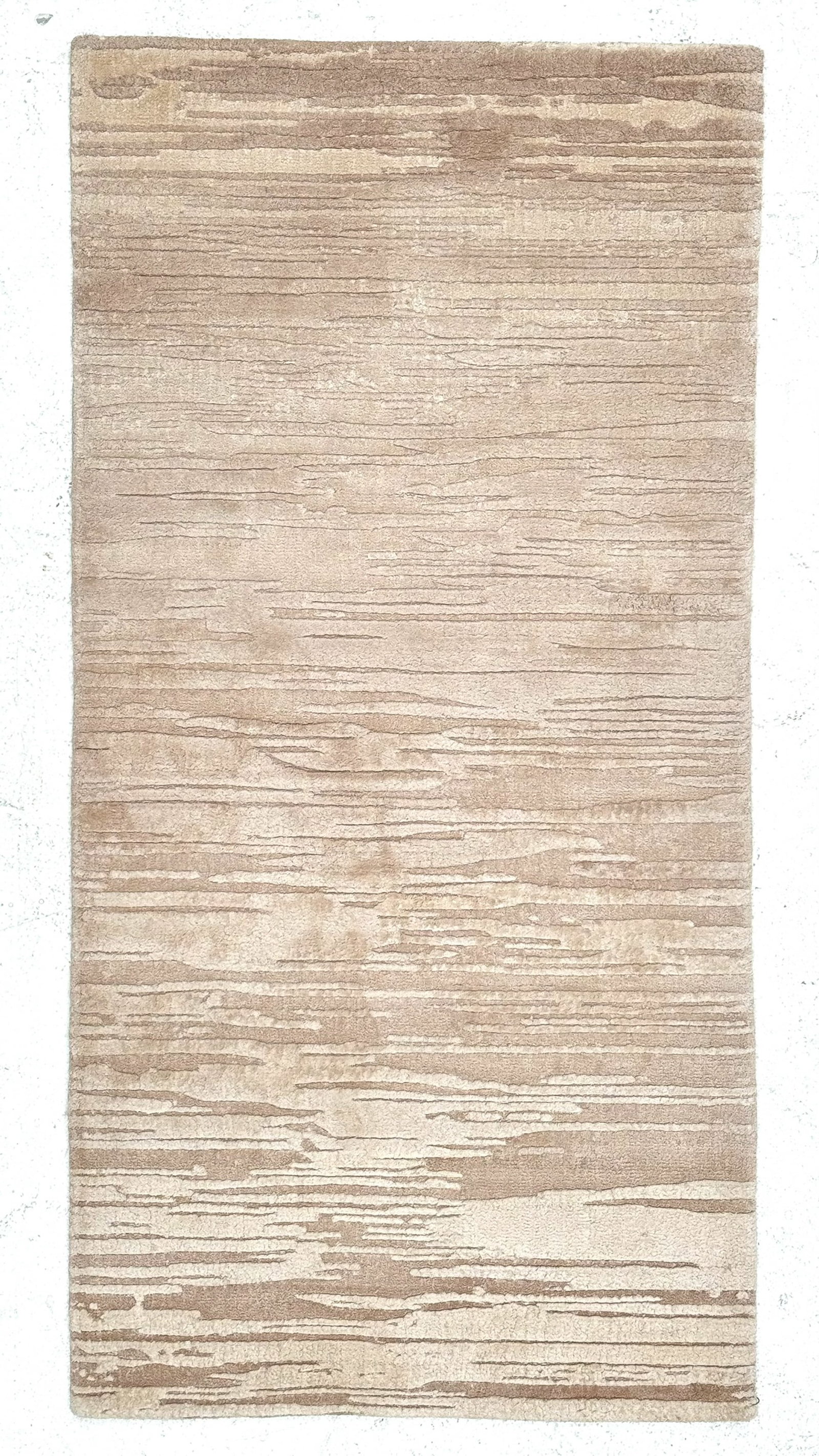 Ombre Ridge Beige Rug, Nepal, 3'0'' x 6'0'': Ombre Ridge Beige Rug, Nepal, Contemporary, 3'0'' x 6'0'' (91 x 183 cm). Jacquard Pile Silk. Free Shipping and Insurance to Buyers in the 48 states. Rugs are shipped approximately 48-72 hours after fu