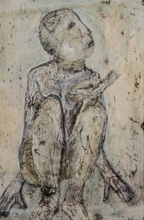 008: Terry Turrell (American, b. 1946): Terry Turrell (American, b. 1946), "Dove", 2001. Oil on wood, with found metal frame. Size: 19.75 x 9.75 inches (overall).