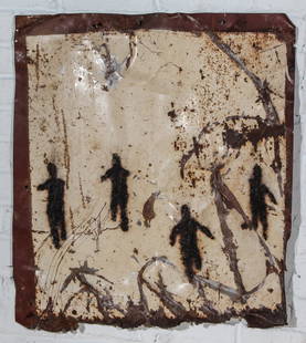 014: Scott Griffin (Canadian, b. 1970): Scott Griffin (Canadian, b. 1970), "Infield", 2001. Paint on Found Metal. Size: 28 x 25 inches (overall). Label: American Primitive Gallery, New York.