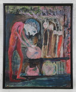 018: Jon Serl (American, 1894-1993): Jon Serl (American, 1894-1993), "Mexican Pot Maker", oil on canvas, signed "JON". Size: 30 x 24 inches (stretcher), 32 x 26 x 1-1/2 inches (frame). Provenance: Cavin-Morris, New York.