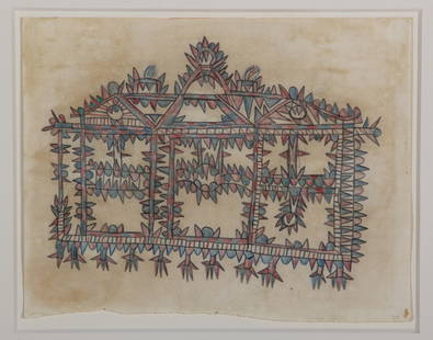 019: Frank Jones (American, 1900-1969): Frank Jones (American, 1900-1969), Untitled, colored pencil on paper, 1960, 8 1/4 inches x 10 1/2 inches. Frame size: 14 1/2 inches x 16 3/4 inches 1 1/2 inches.Provenance: Janet Fleisher Gallery.