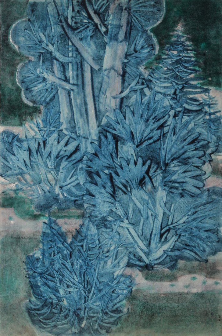 048: Hans Christoph Drexel Landscape Painting: Hans Christoph Drexel (German, 1886-1979), gouache and oil paint on paper, 1950, signed lower left. Size: 31.5 x 21.5 inches (sheet), 37.5 x 26 x 1.5 inches (frame).Peter Selz's seminal book on German