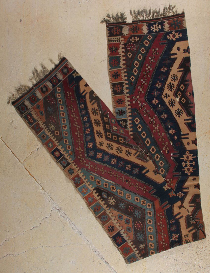 Antique Turkish Kilim Panel: Antique Turkish Kilim Panel, south east Anatolia, late 19th c. Size: 2'7" x 14'6".
