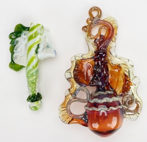 2 Modern Art Glass Sculptures