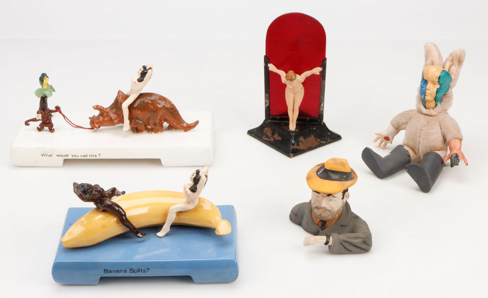 Collector's Lot of 5 Whimsical Works: Collector's Lot of 5 Whimsical Works. Including 2 works by Irv Tepper (American, B. 1947). Assorted mediums. Size: Lengths from 5" (12 cm to 12" (30 cm). Provenance: The Robert L. Pfannebecker Collect