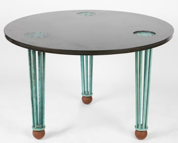 Thomas Lacagnina (American, b.1938) Black Soapstone Top Bronze Leg Table