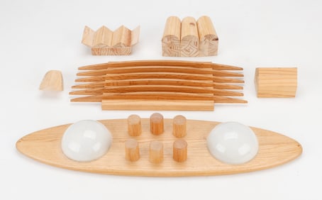 Modern Wood Sculpture Group of 6