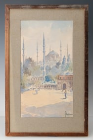 Antique Orientalist Watercolor, 19th C.