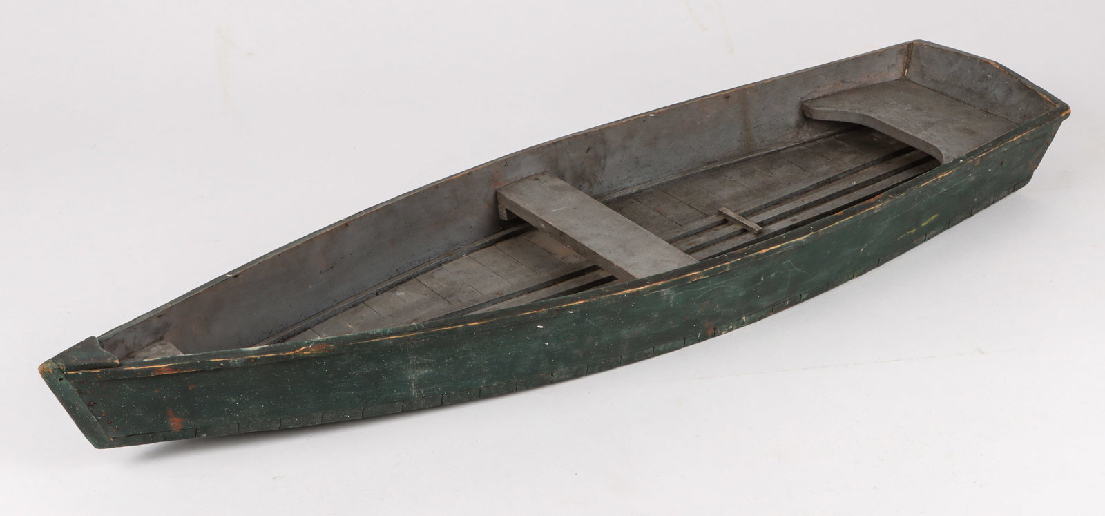 Large Wooden Boat Model, L: 41.5": Large Wooden Boat Model. Size: 41.5'' x 12.5'' x 3.5'' (105 x 32 x 9 cm). Provenance: The Robert L. Pfannebecker Collection.