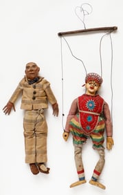 Large Antique Doll and Indonesian Marionette Puppet