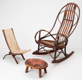 2 Diminutive Chairs and a Stool