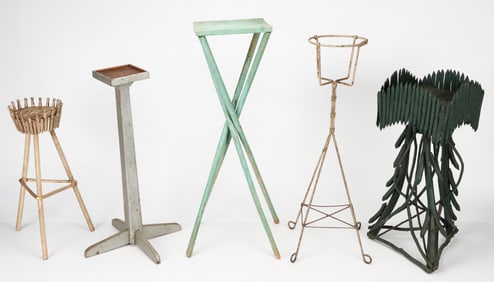 5 Antique & Folk Art Plant Stands