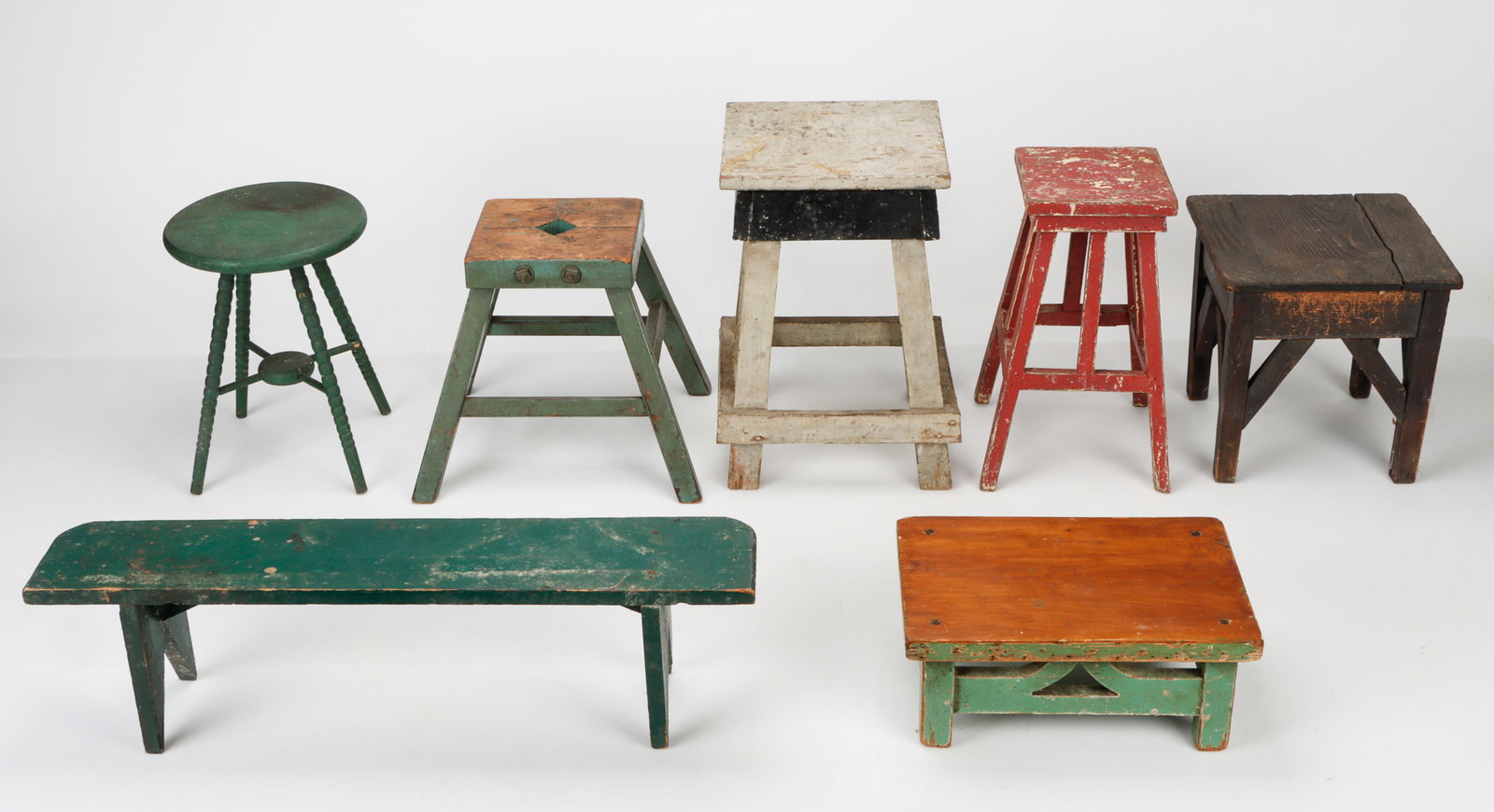 Collection of 7 Antique/Vintage Stools and Plant Stands (1 of 2)