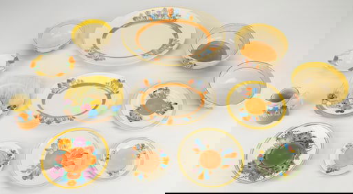 Collector's Lot of 13 Clarice Cliff "Crocus" Pottery