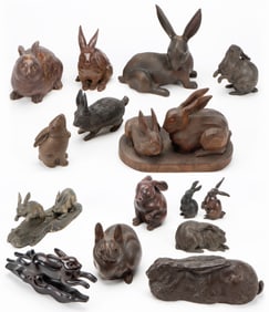 Collector's Lot of 15 Assorted Rabbit Sculptures