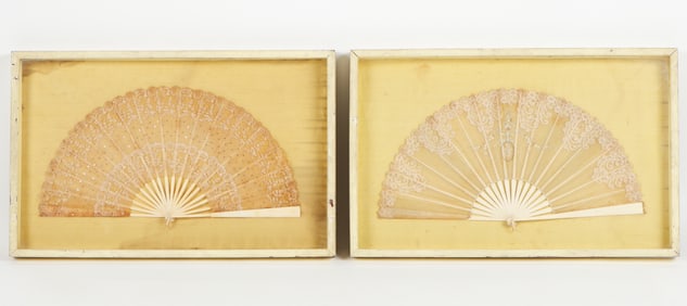 Pair of Framed Antique Lacework Fans