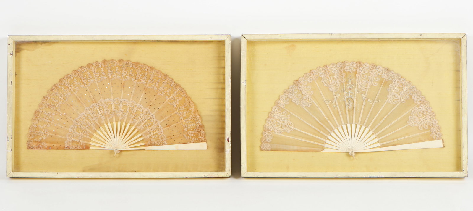 Pair of Framed Antique Lacework Fans (1 of 4)