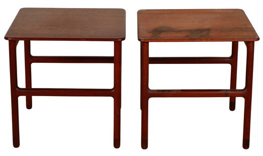 Pair of Aksel Bender Madsen and Ejner Larsen Side Tables: Pair of Danish Modern Aksel Bender Madsen and Ejner Larsen Side Tables. Willy Beck Cabinetmaker. Size: Each 20.5'' x 20.5'' x 20.5'' (52 x 52 x 52 cm). Provenance: From the collections of Dr. Mattiebe