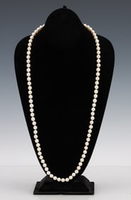 Akoya Pearl Necklace With 14K White Gold and Sapphire Clasp