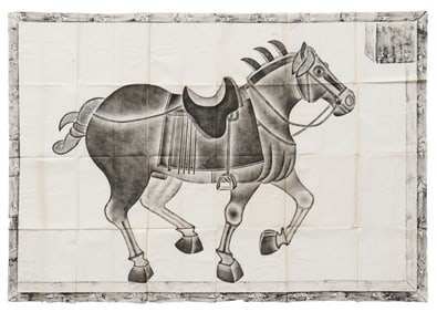 Monumental Chinese Tang Horse Rubbing, Early 20th C. 54'' x 75'' (137 x 191 cm).