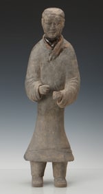 Chinese Pottery Tomb Figure of a Groom, Tang Dynasty, H: 23"