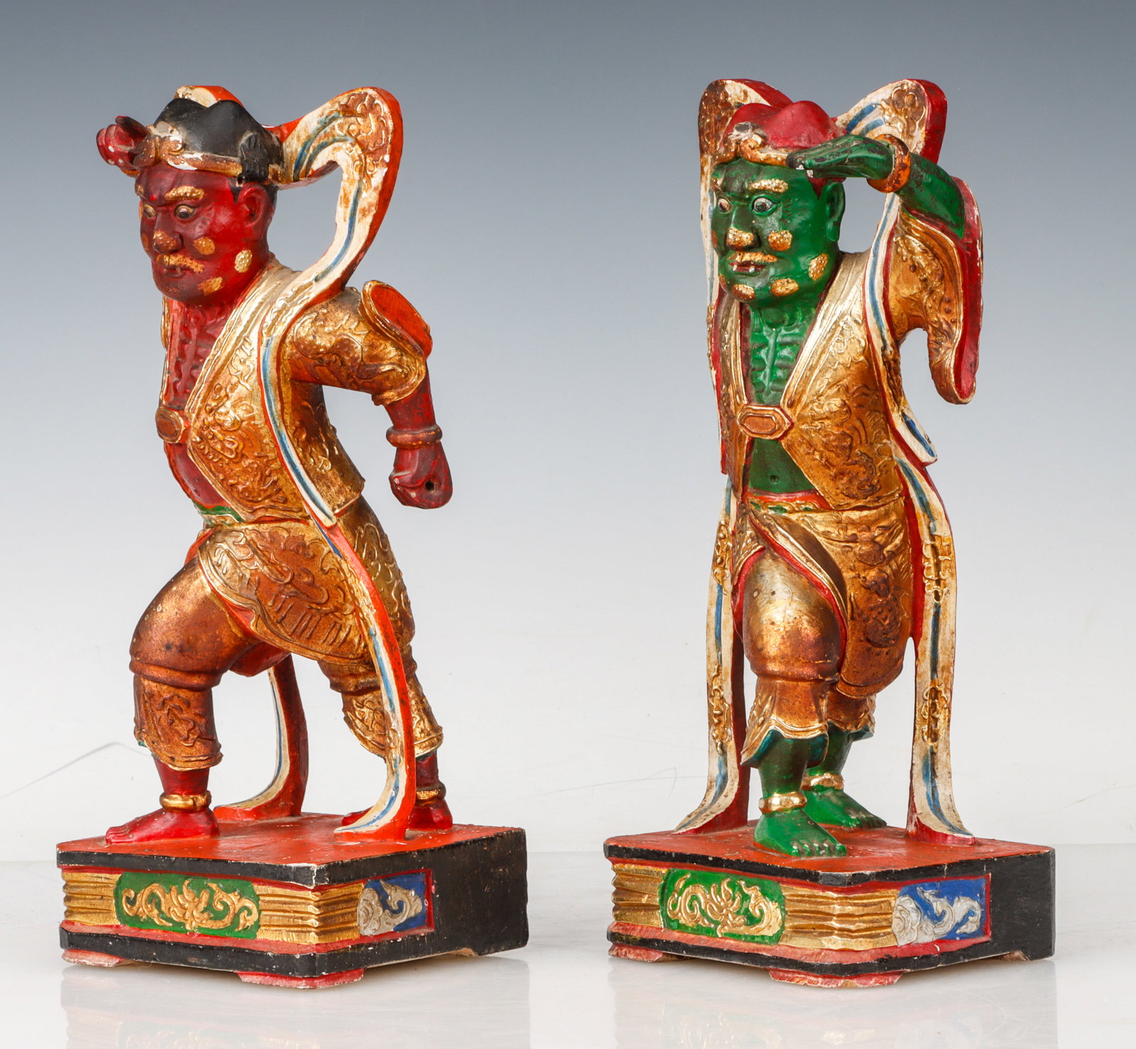 Pair of Chinese Polychrome Wood Figures of Nezha (1 of 6)