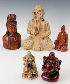5 Assorted Buddha Figures