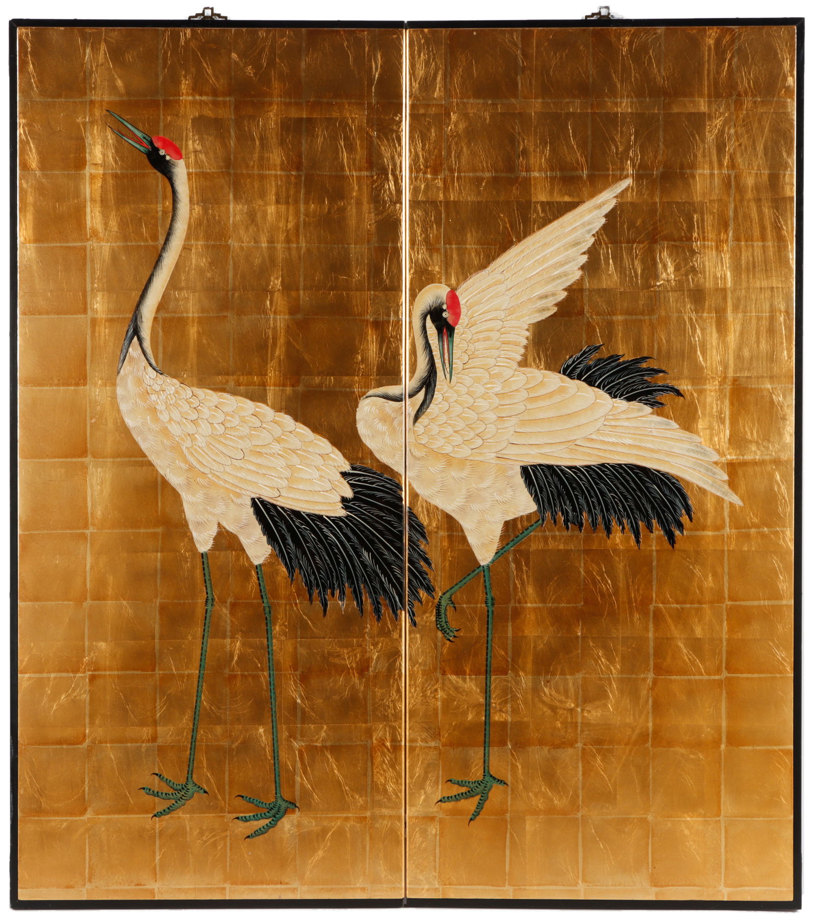 Chinese 2-Panel Screen With Cranes (1 of 3)