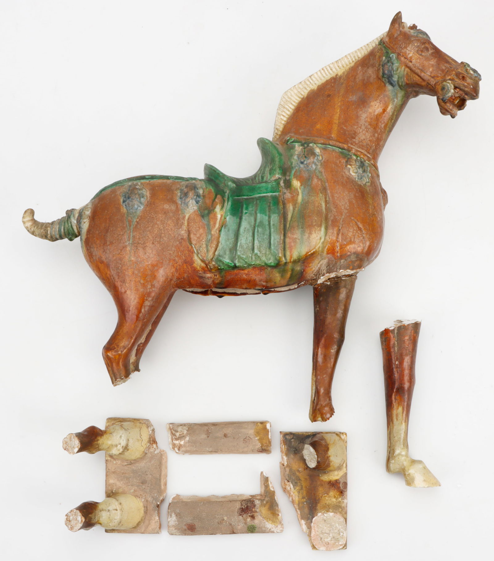 Chinese Sancai Glazed Pottery Tang Dynasty Horse, As Is (1 of 5)