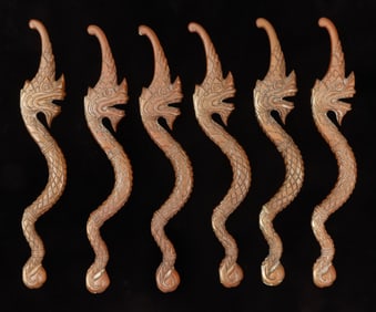 6 Chinese Bronze Dragon Figures