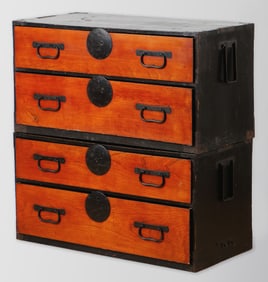 Antique Japanese 2-Part Tansu, H: 34"