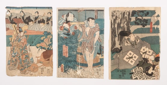 Utagawa Toyokuni (Japanese, 1769-1825 ) 3 Kabuki Woodblock Prints