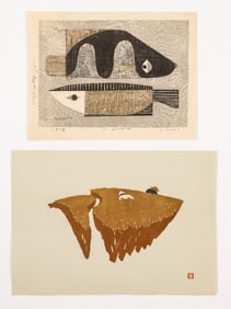 2 Modern Japanese Color Woodcut Prints