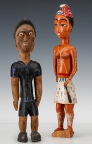 2 Vintage African Baule Colon Figures, Ivory Coast