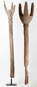 2 Mossi Or Bobo Posts, Burkina Faso, H: 7'5", 7'11", Ex. Wheelock Collection