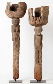 2 Karaboro Posts, Burkina Faso, H: 4'9", 4'11", Ex. Wheelock Collection