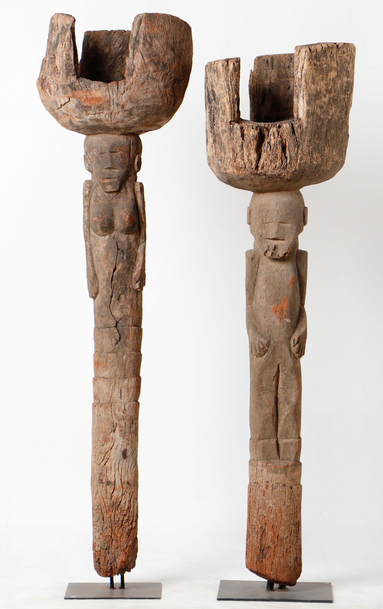 2 Karaboro Posts, Burkina Faso, H: 4'9", 4'11", Ex. Wheelock Collection (1 of 4)