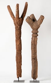 2 Bobo Posts, Burkina Faso, H: 5'10", 5'0", Ex Wheelock Collection
